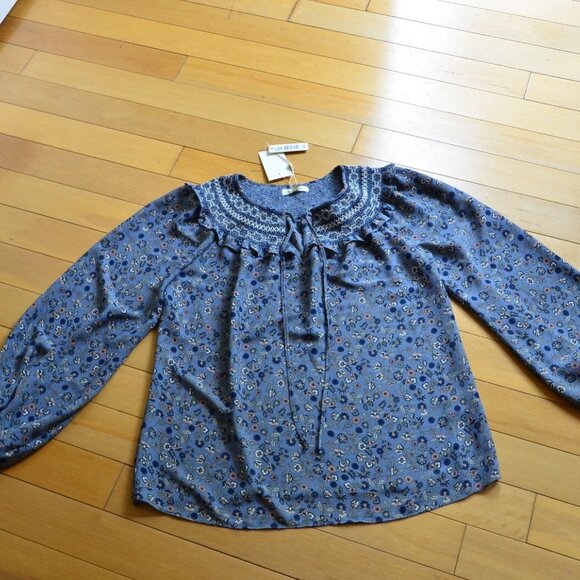 Max Studio Crepe Long Sleeve Floral Printed Blouse XS US Women - Picture 1 of 10